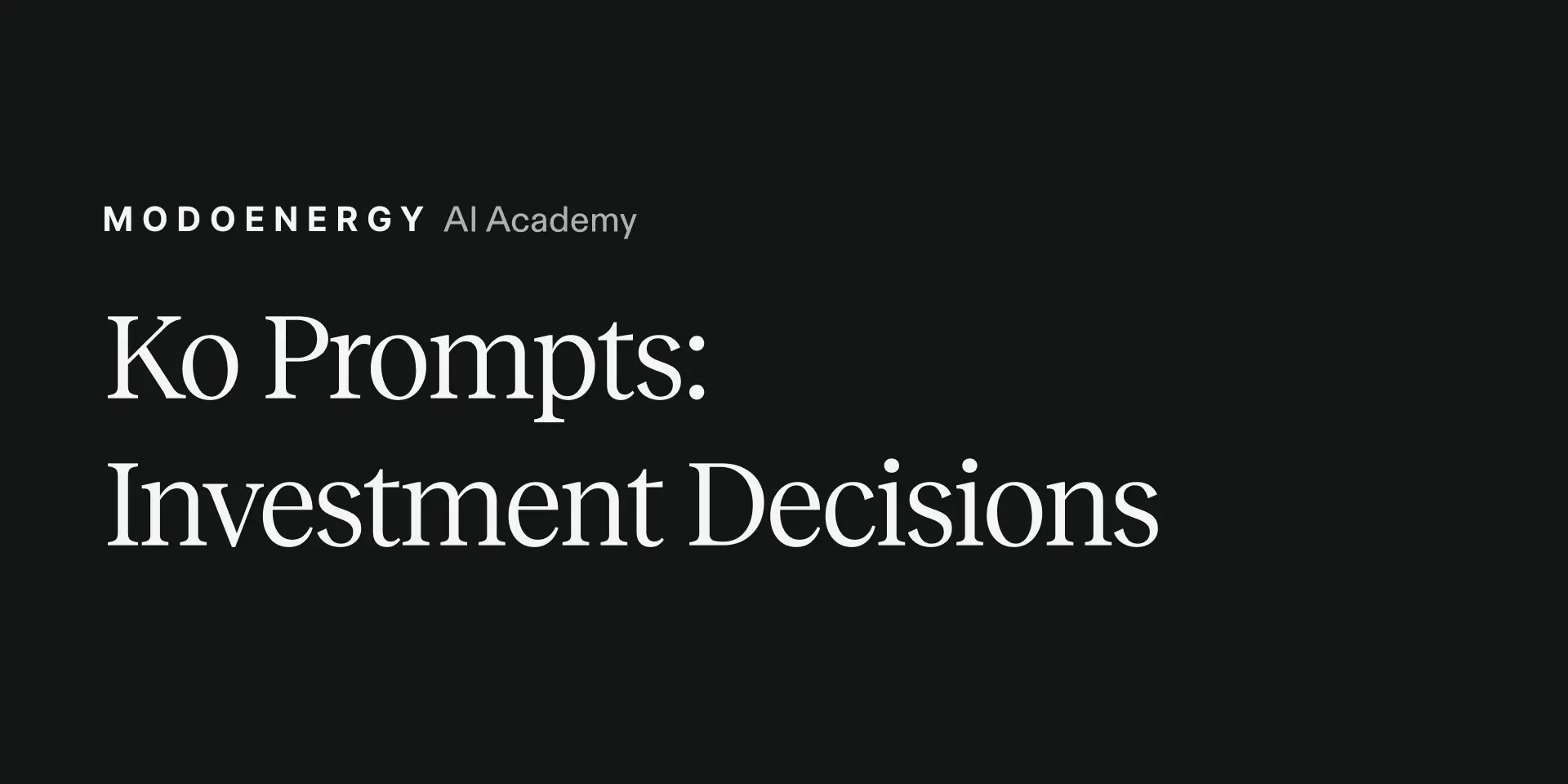 Ko Prompts: Investment Decisions